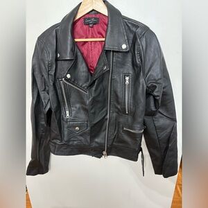Love Tree Faux Black Leather Jacket